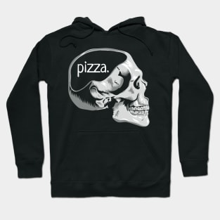 Funny Skull Pizza on the Mind Pun Novelty Graphic Art Pizza Lover Design Hoodie